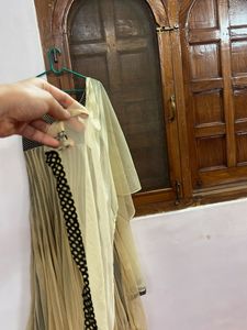 Elegant Beige &amp; Black anarkali