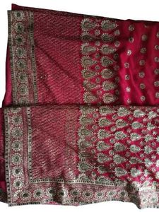 Embroidered Red Silk Saree
