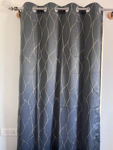 charcoal grey Curtains with Gold foil Pattern