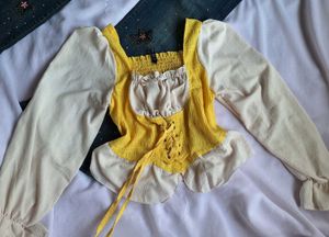 Romantic Vintage Yellow Corset Top