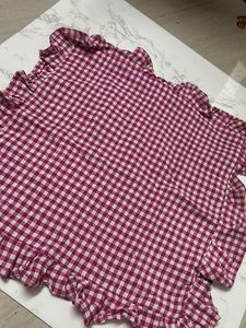 Handmade pink Gingham coshion with Ruffles