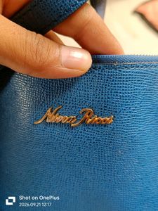 Brand NINA RICCI Vibrant Blue Leather Handbag OG