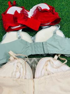 34 size padded Comfortable Lace Bras - Pack of 3