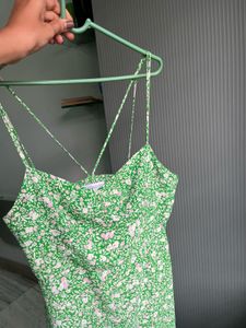 Zara Green Floral Print Midi Dress