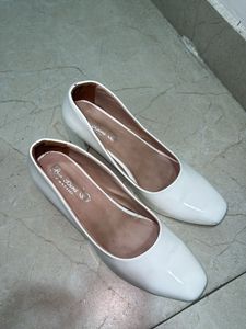 Chic White Block Heels