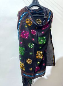 Embroidered Black Dupatta