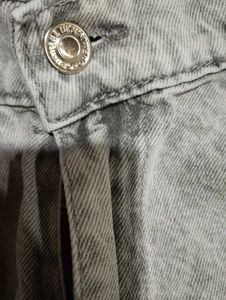 Grey Wash Wide Leg Cargo Jeans