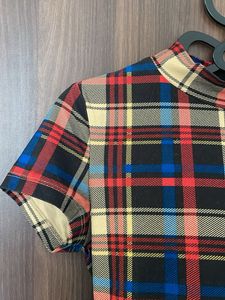 Plaid Mock Neck Top
