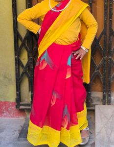 Red &amp; Yellow Kids Saree