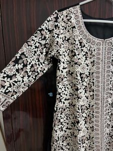 Cream Kurta with Floral Applique