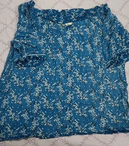 Blue Floral Off-the-Shoulder Top