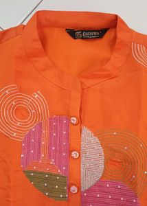 Orange Kurta Set with Embellishments