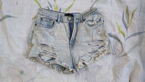 High-Waist Ripped Denim Booty Shorts