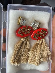 Red Tassel Drop Earrings