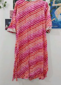 Pink Striped Tunic with Lace Detail