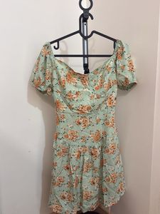 Floral Puff Sleeve Sweetheart Dress