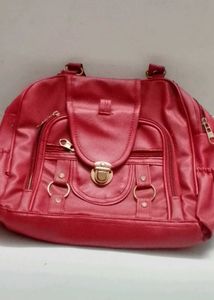 Chic Red Faux Leather Handbag