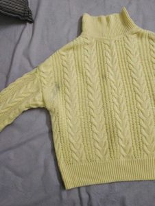 Yellow Cable Knit Pullover