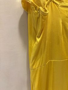 Elegant Yellow Ruffle Satin Gown