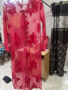 Sheer Red Floral Kurta