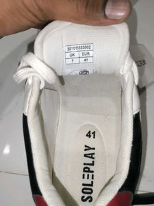 SOLEPLAY Men's White/Red Casual Shoes