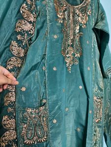 Embroidered Teal Kurta Set