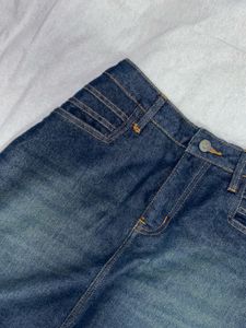 Classic Blue Washed Denim Mini Skirt