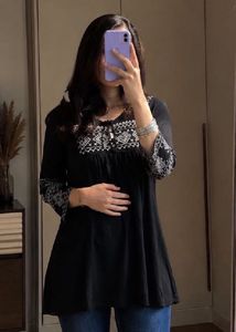 Black Kurta with White Embroidery