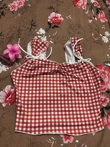 Ghingham print top