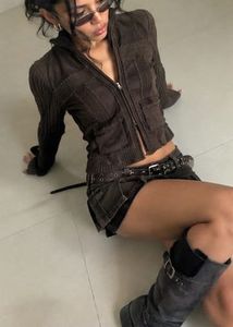 Vintage dark Brown Zip-Up Jacket
