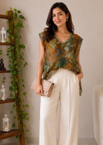 Bohemian Print V-Neck Tunic Top