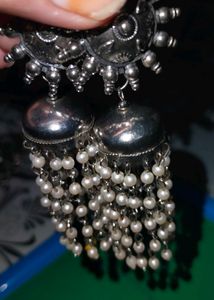 Ethnic Oxidized Silver Hoop Earrings