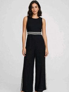 Chic Black Jumpsuit with White Trim