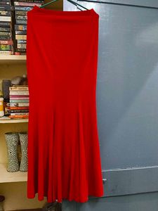 Vibrant Red Maxi Skirt Mermaid Pattern
