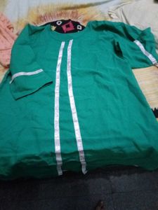 Green Kurti with Silver Trim