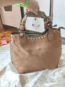 Studded Tan Handbag