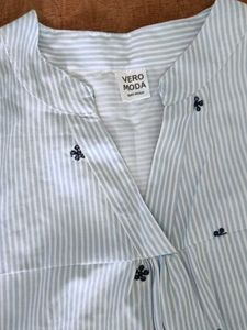 Blue Striped Floral Shirt
