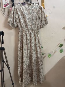 Leopard Print midi slit Dress