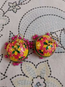 Vibrant Enamel Jhumka Earrings