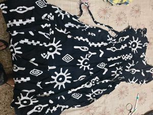 Beautiful Printed Black one piece dress in xl