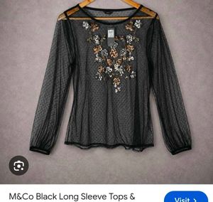 Sheer Black Embellished Top &bra