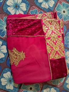 Elegant Pink Embellished Saree