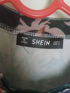 shein Velvet Floral Print Bodycon Dress