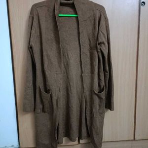 Women's Brown Longline Cardigan