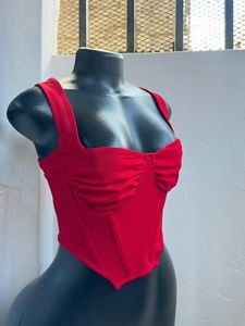 Chic Red Corset Style Top