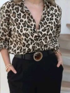 Leopard Print Button-Up Shirt