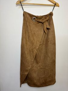 Brown Suede Wrap Skirt