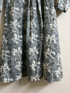 Grey Floral Print Kurta