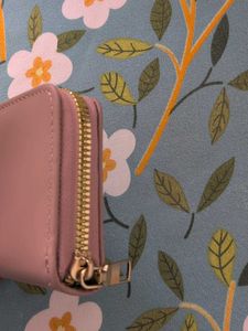 Cute Leaf Print Zip Around Wallet