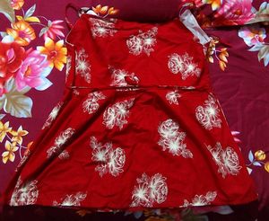 Red Floral Print Mini top